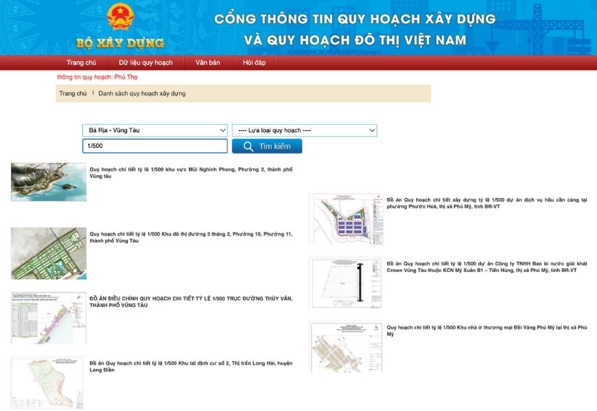 Tìm Kiếm Thông Tin Quy Hoạch Chi Tiết 1/500 Tại Bà Rịa Vũng Tàu